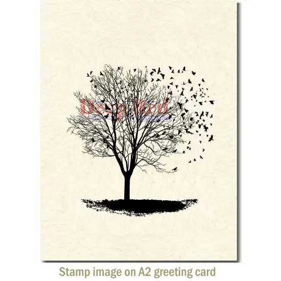 Deep Red Stamps Blackbird Tree Rubber Cling Stamp 3.2 x 3.2 inches {4}