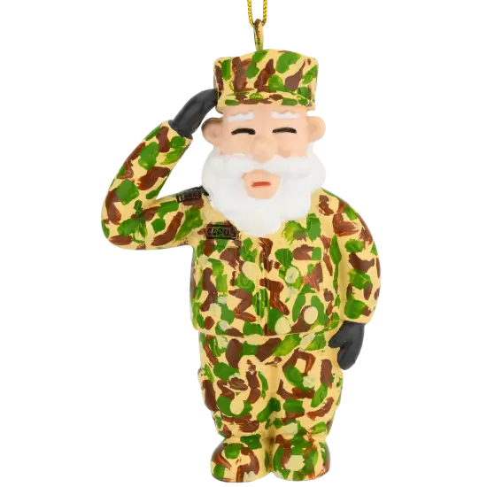 Tree Buddees Saluting Santa Military Christmas Ornaments {1}