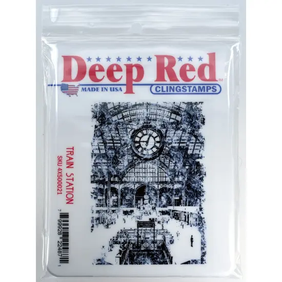 Deep Red Stamps Train Station Rubber Cling Stamp 2.4 x 3.5 inches {2}