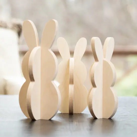 Unfinished Wooden Slotted Standing Bunny Set of 3 {1}