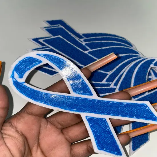 Colon & Rectal Cancer "Blue Chenille" Awareness Ribbon Patch, Iron or Sew-on, 5.5" inches {2}