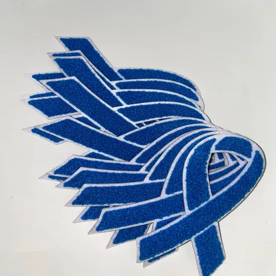 Colon & Rectal Cancer "Blue Chenille" Awareness Ribbon Patch, Iron or Sew-on, 5.5" inches {3}