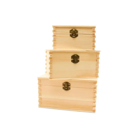 Wooden Nesting Boxes with Hinged Lids, Unfinished, Set of 3 |Woodpeckers {1}
