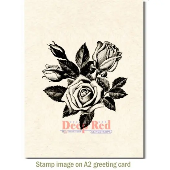 Deep Red Stamps Rose Blooms Rubber Cling Stamp 3.1 x 3.1 inches {3}
