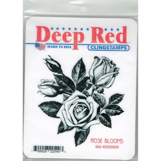 Deep Red Stamps Rose Blooms Rubber Cling Stamp 3.1 x 3.1 inches {2}