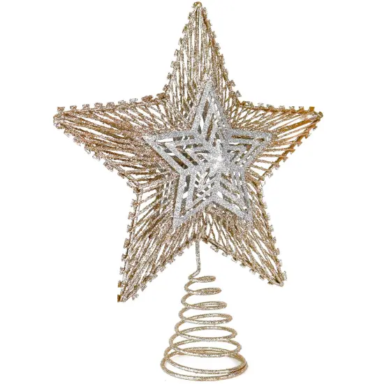 Ornativity Christmas Glitter Star Tree Topper - Rose Gold and Silver Bethlehem Star Ornament {4}
