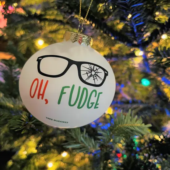 Oh Fudge Funny Glass Christmas Ornament {5}