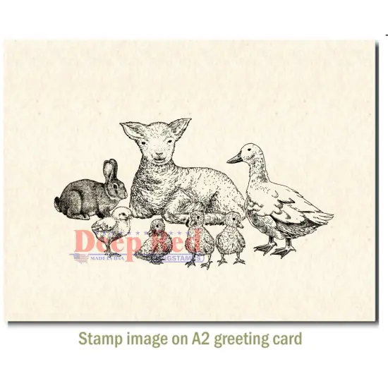Deep Red Stamps Baby Farm Animals Rubber Cling Stamp 4.1 x 2.2 inches {5}