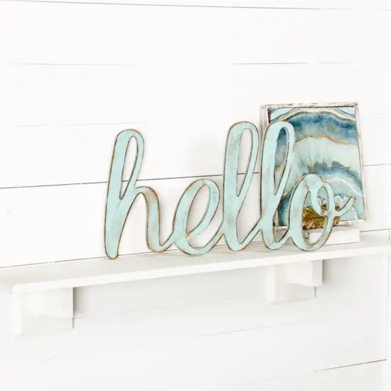 18 in. Unfinished Wooden Cursive "Hello" Sign {2}