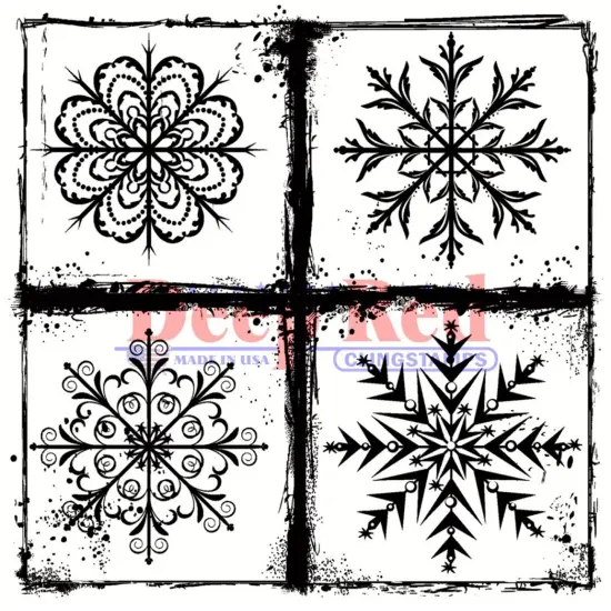 Deep Red Stamps Frosted Snowflakes Rubber Cling Stamp 3 x 3 inches {1}