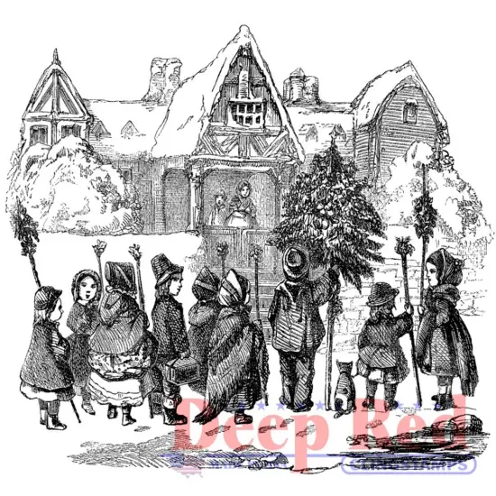 Deep Red Stamps Christmas Carolers Rubber Cling Stamp 3.1 x 3.1 inches {1}