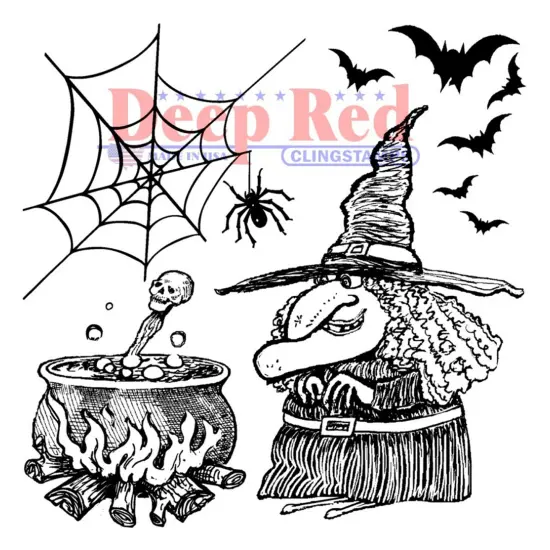 Deep Red Stamps Witches Brew Rubber Cling Stamp 3.1 x 3.1 inches {1}