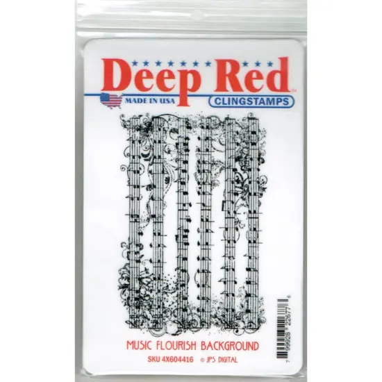 Deep Red Stamps Music Flourish Rubber Cling Stamp 4 x 3 inches {2}