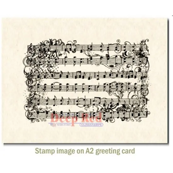 Deep Red Stamps Music Flourish Rubber Cling Stamp 4 x 3 inches {3}