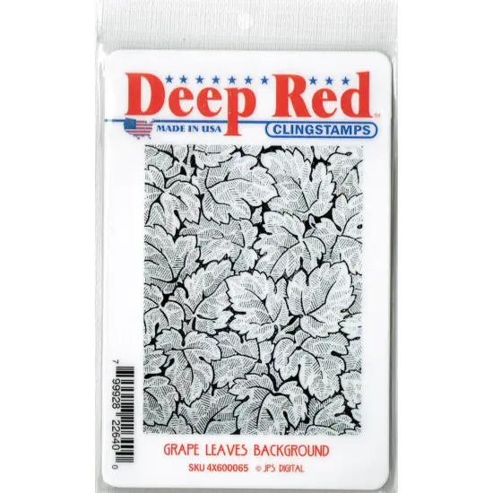 Deep Red Stamps Grape Leaves Background Rubber Cling Stamp 3 x 4 inches {2}