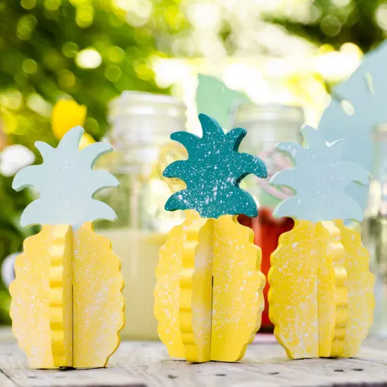 Unfinished Wooden Slotted Standing Pineapple Set of 3 {2}