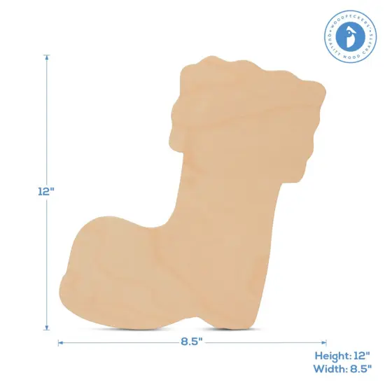 Christmas Stocking Wood Cutout Unfinished 12 inch, Crafts & Dcor | Woodpeckers {2}