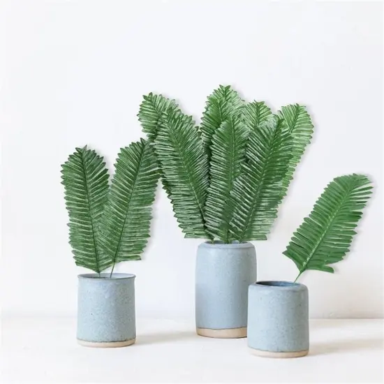 10 Pack 15 inch Artificial Monstera Leaf Palm Leaves Fake Green {1}