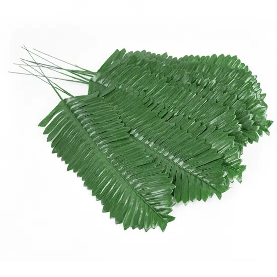10 Pack 15 inch Artificial Monstera Leaf Palm Leaves Fake Green {3}