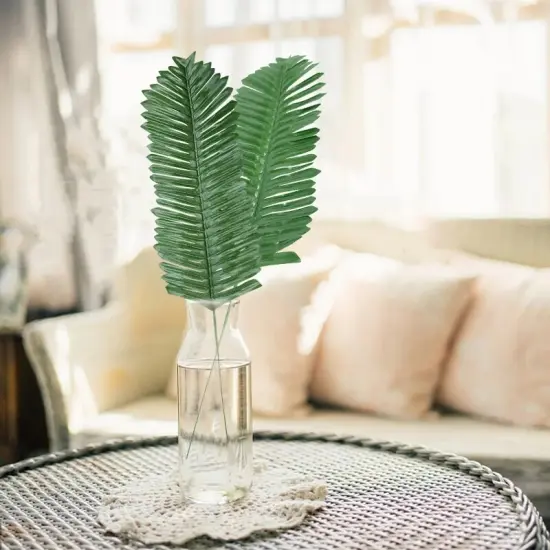 10 Pack 15 inch Artificial Monstera Leaf Palm Leaves Fake Green {2}