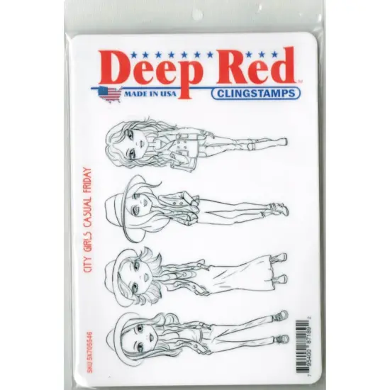 Deep Red Stamps City Girls Casual Friday Rubber Cling Stamp 4 x 6 inches {2}