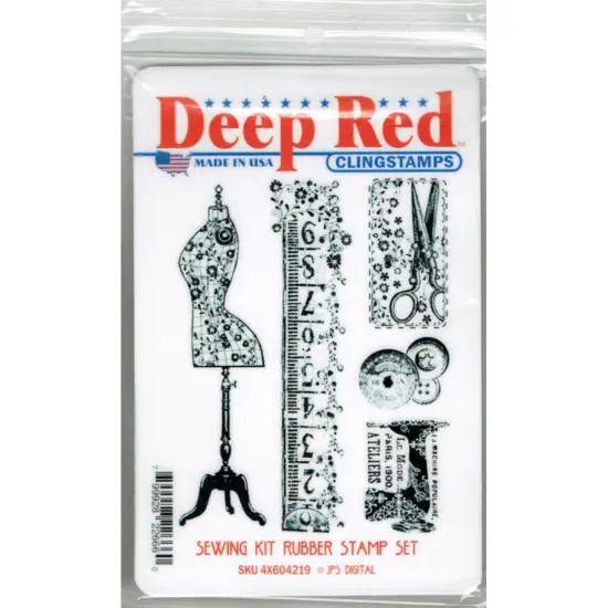 Deep Red Stamps Sewing Kit Rubber Cling Stamp Set 3.25 x 4.25 inches {2}