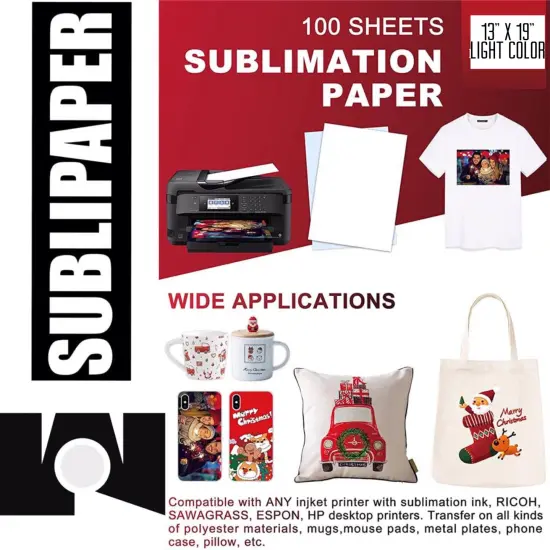 SUBLIPAPER Dye Sublimation Transfer Paper for Sawgrass, Epson and Brother 100 Sheets 13"x19" per Pack {1}