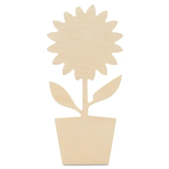 Sunflower Pot Wood Cutout 14"x6-1/2", for Autumn Decor/Crafts | Woodpeckers {1}