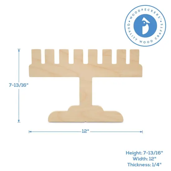 Wooden Menorah Cutout, Modern Shape, for Hanukkah Decor | Woodpeckers {3}