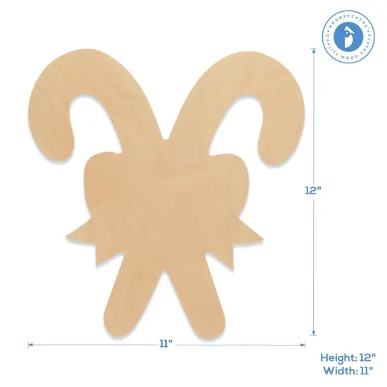 Double Candy Cane Wood Cutout Unfinished Multiple Sizes Available, Christmas Crafts | Woodpeckers {6}