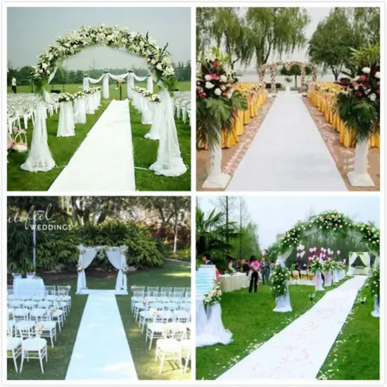 White Wedding Aisle Runner for Wedding Ceremony 50 Feet Elegant Carpet Event Party Decoration Ceremony Runner, White Leaf Imprint {3}