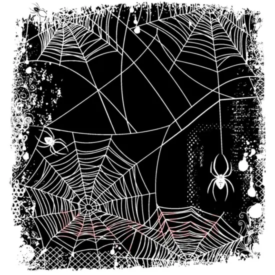 Deep Red Stamps Spider Web Background Rubber Cling Stamp 3.1 x 3.1 inches {1}