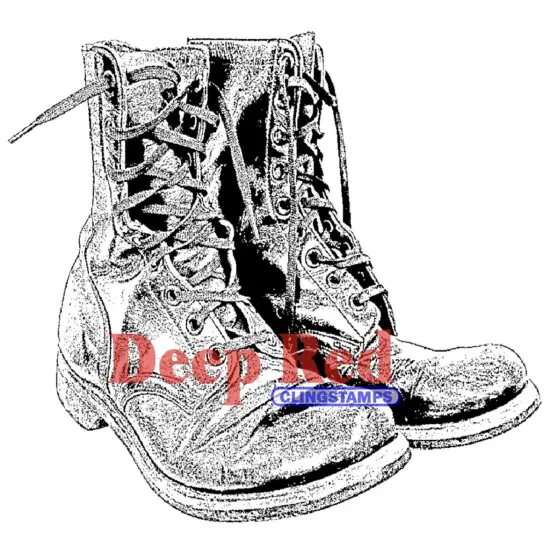 Deep Red Stamps Combat Boots Rubber Cling Stamp 3.1 x 2.9 inches {1}