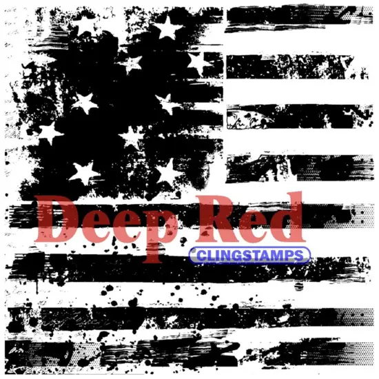 Deep Red Stamps Grunge Stars and Stripes Rubber Cling Stamp 3.1 x 3.1 inches {1}