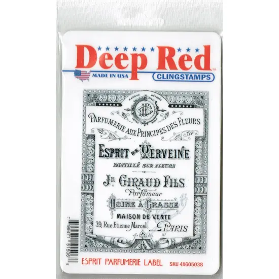 Deep Red Stamps Esprit Parfumerie Label Rubber Cling Stamp 3.2 x 4.2 inches {2}