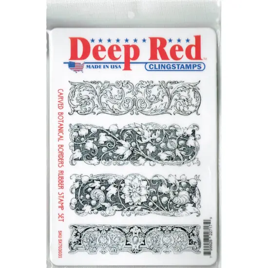 Deep Red Stamps Carved Botanical Borders Rubber Cling Stamp Set 4.25 x 5.5 inches {2}
