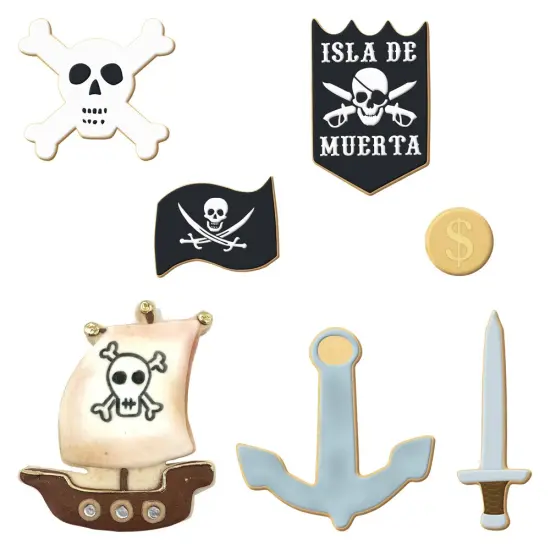 CookieCutter.com 7 Piece Birthday Pirate Cookie Cutter Set Ship, Flag, Skull & Crossbones, USA {2}