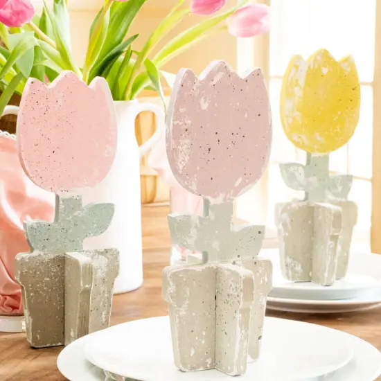 10 in. Unfinished Wooden Slotted Tulip Set of 3 {3}