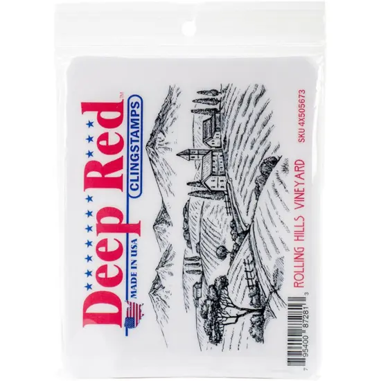 Deep Red Stamps Rolling Hills Vineyard Rubber Cling Stamp 4.1 x 2 inches {2}