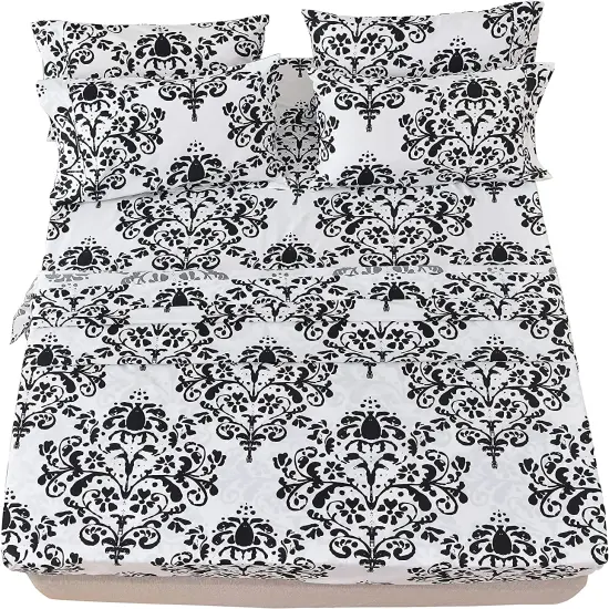 American Home Collection Damask Bedding Sheets & Pillowcases Set Brushed Microfiber Wrinkle Free Sheet Set {3}