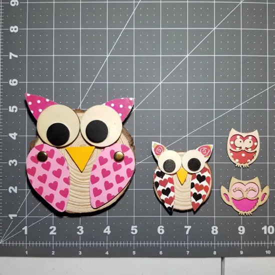Ink and Trinket Kids Valentine's Day Owl Decoupage Craft Kit, Natural Wood {3}