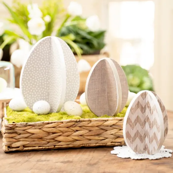 Unfinished Wooden Slotted Standing Egg Set of 3 {4}