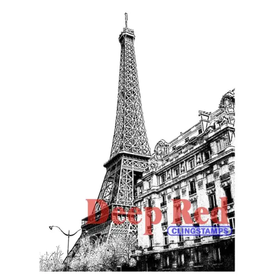 Deep Red Stamps Eiffel Tower View Rubber Cling Stamp 2.6 x 3.5 inches {1}