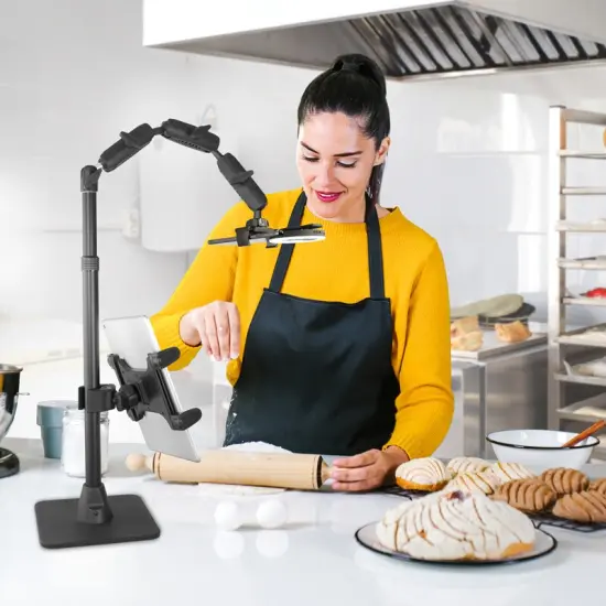 Remarkable Creator Pro+Plus Overhead Phone or Camera Mount with Tablet Holder and Ring Light, Desk Mount, by Arkon Mounts RCBTABLED {3}