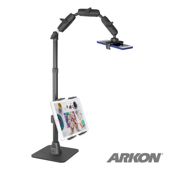 Remarkable Creator Pro+Plus Overhead Phone or Camera Mount with Tablet Holder and Ring Light, Desk Mount, by Arkon Mounts RCBTABLED {2}