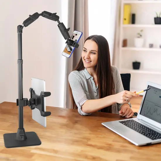 Remarkable Creator Pro+Plus Overhead Phone or Camera Mount with Tablet Holder and Ring Light, Desk Mount, by Arkon Mounts RCBTABLED {4}
