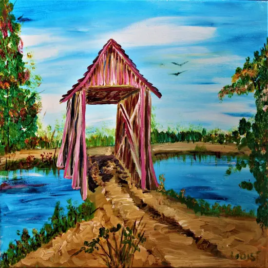 Paint Kit - Old Covered Bridge Acrylic Painting Kit & Video Lesson, DIY Craft, Autumn Paint Kit, Beginner Painting, At Home Paint Kit {1}