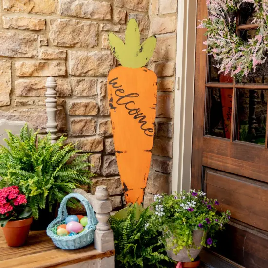 47 in. Unfinished Wooden Carrot Porch Sign {2}