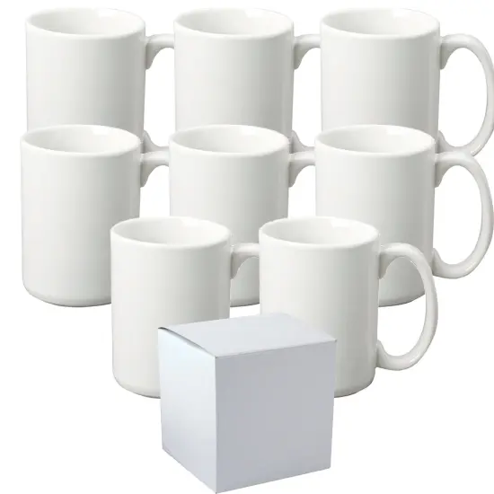 8 Pcs 15OZ El Grande White Sublimation Mugs With White Boxes {1}