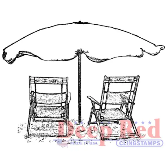 Deep Red Stamps Beach Chairs Rubber Cling Stamp 2.7 x 2 inches {1}